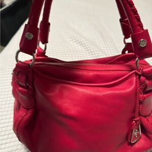 New Cole Haan Hobo red soft leather silver hardware large bag
